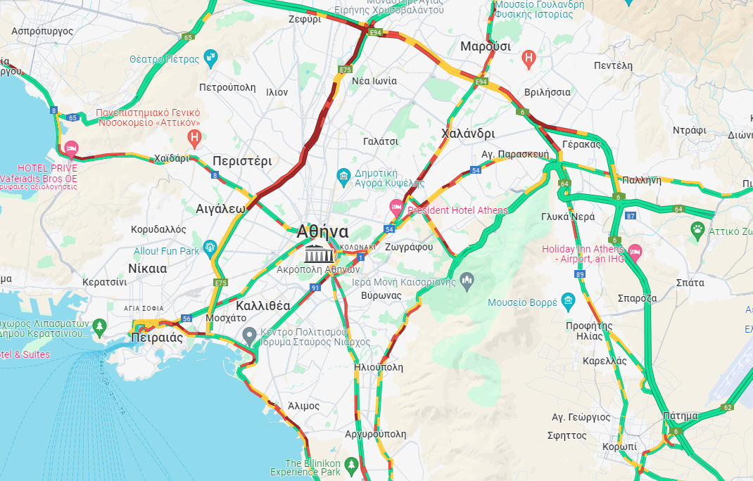κινηση στους δρομους κηφισος αττικη οδος 
