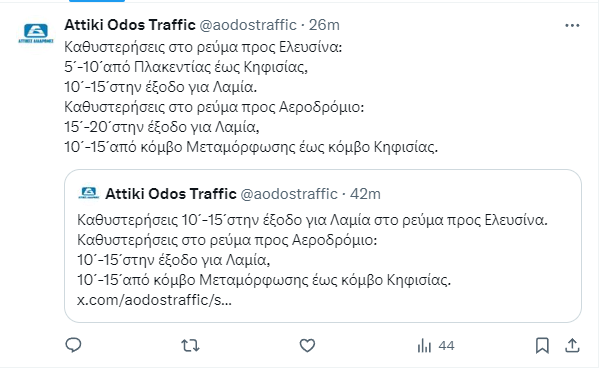 κινηση στους δρομους κηφισος αττικη οδος 