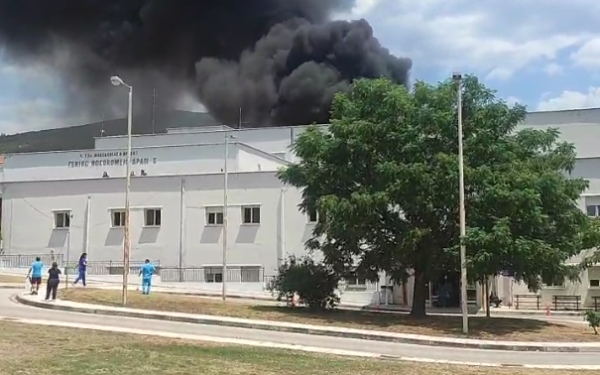 Φωτιά στο νοσοκομείο της Δράμας (Βίντεο)