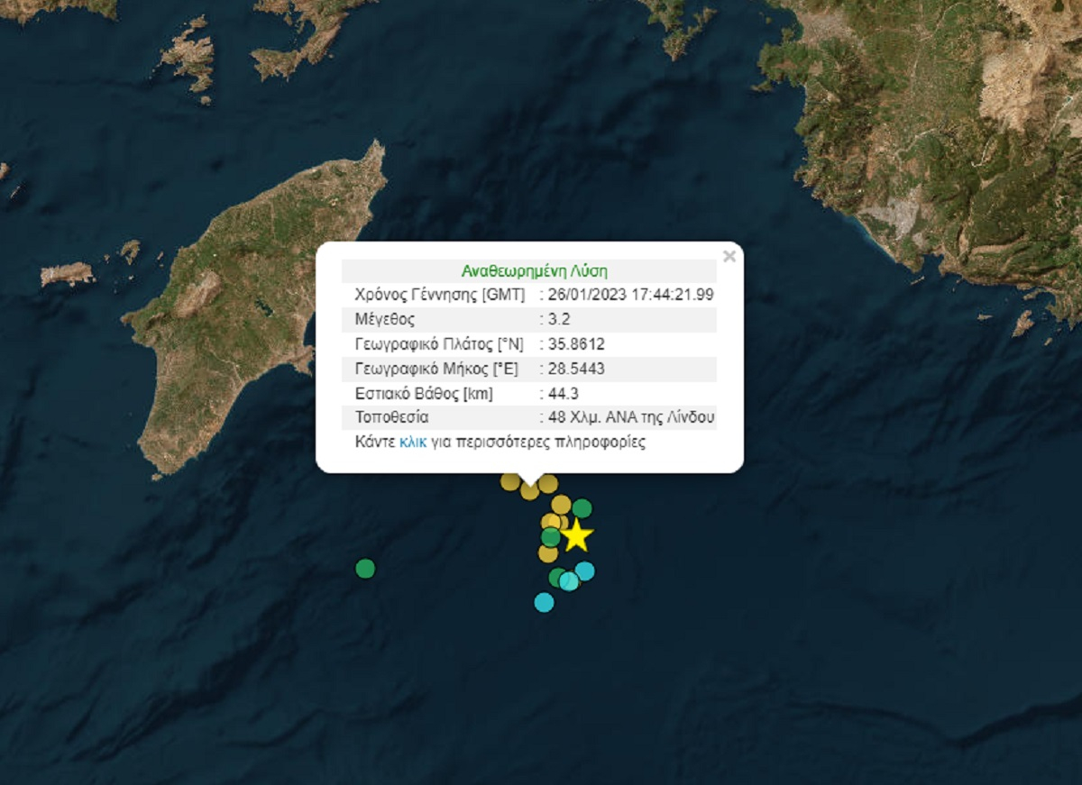 Σεισμός τώρα ανοιχτά της Ρόδου