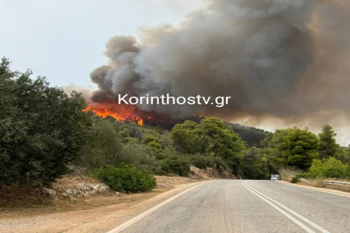 Δυο μέτωπα φωτιάς στην Κορινθία - Τραυματίστηκε πυροσβέστης (Εικόνες, Βίντεο)
