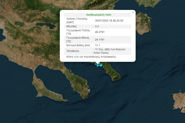 Σεισμός μεγέθους 3,2 Ρίχτερ στο Άγιο Όρος