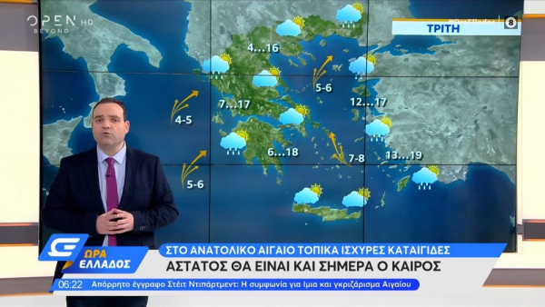 Κλέαρχος Μαρουσάκης: Μεγάλη προσοχή σήμερα στο ανατολικό Αιγαίο