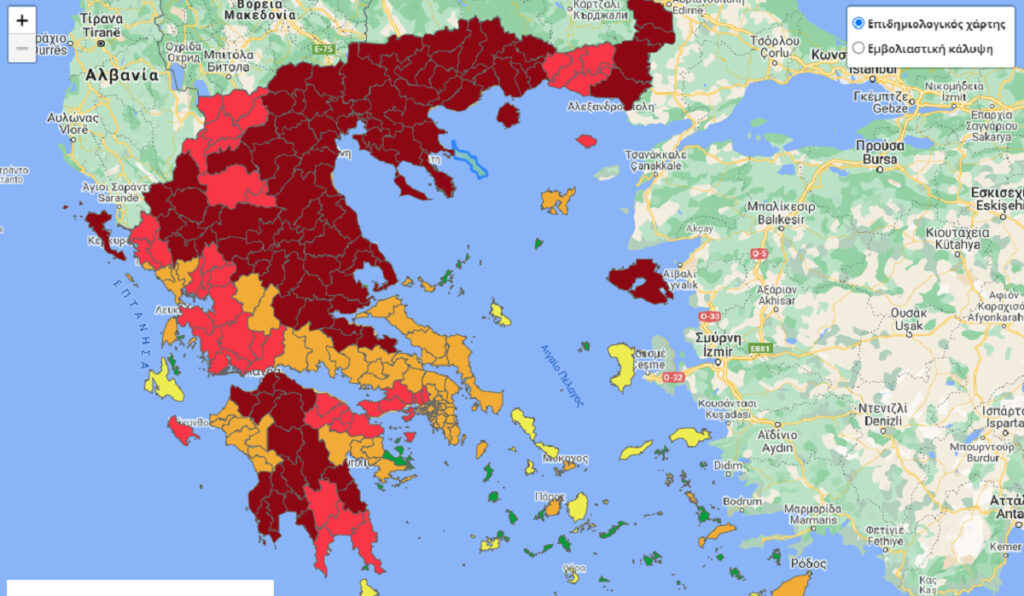 Κορονοϊός: Ο νέος κατακόκκινος χάρτης της Ελλάδας – Στο «βαθύ κόκκινο» η χώρα μας στον ECDC