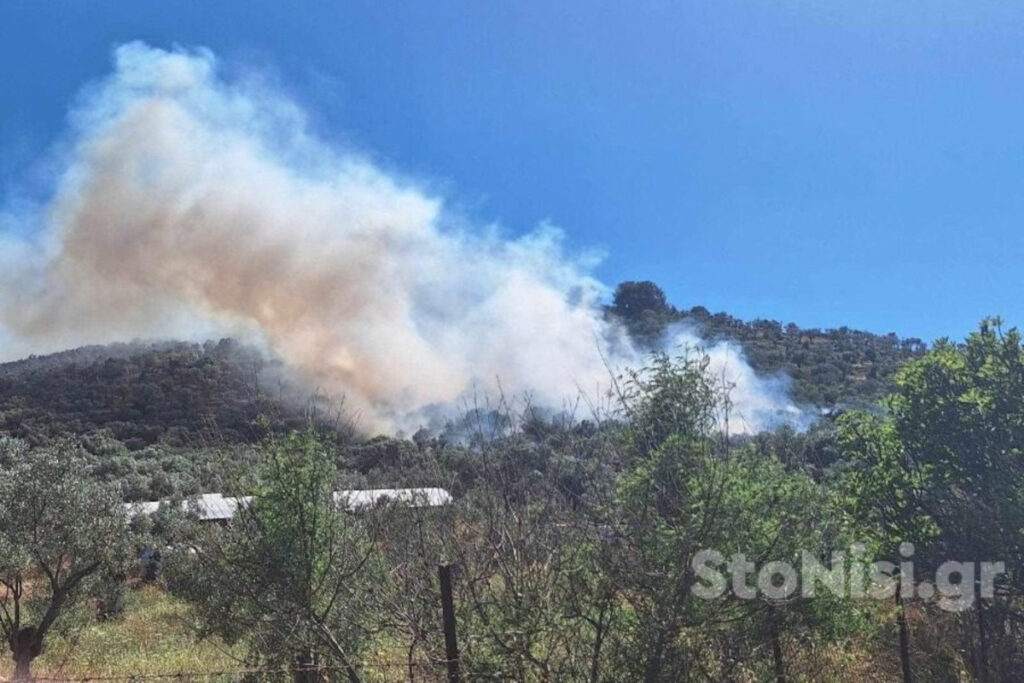 Φωτιά στη Μόρια Λέσβου – Και εναέρια μέσα στη μάχη της κατάσβεσης