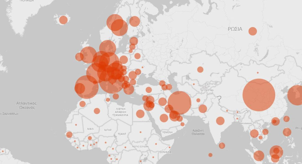 Κορονοϊός: Live ο παγκόσμιος χάρτης με τα κρούσματα – Πάνω από 7.000 οι νεκροί