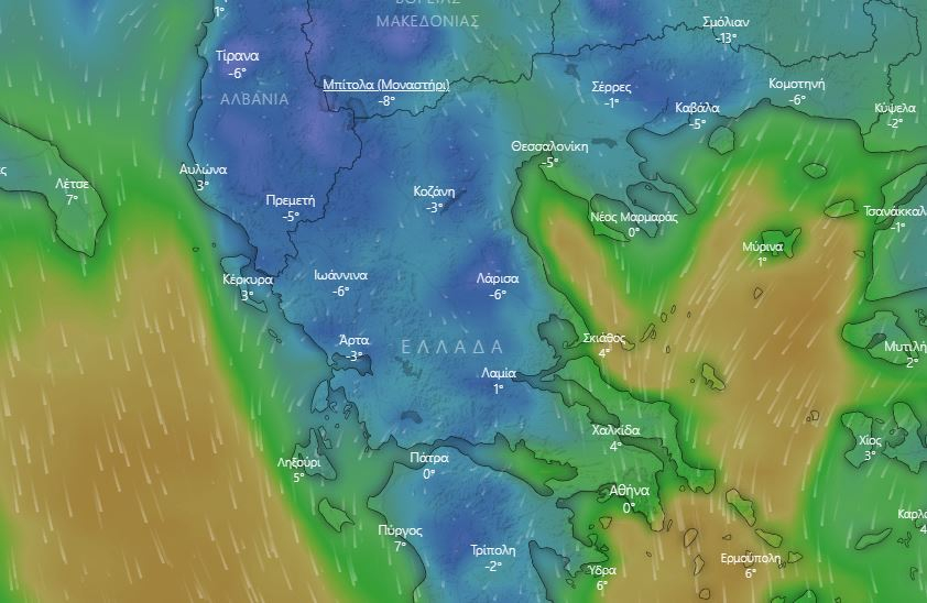 Live η πορεία της κακοκαιρίας και του χιονιά στην Ελλάδα
