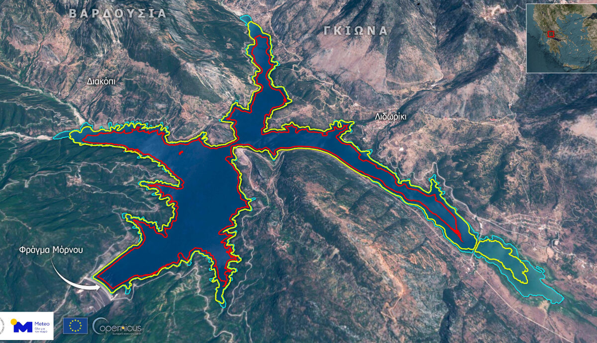 Δορυφορικές εικόνες για λειψυδρία στην Αττική: Η λίμνη Μόρνου έχει χάσει περίπου 20% της έκτασής της
