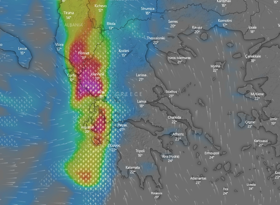 Κακοκαιρία εξπρές: Λαίλαπα καταιγίδων σε Ιόνιο και Δυτική Ελλάδα – Live Εικόνα με την πορεία του φαινομένου
