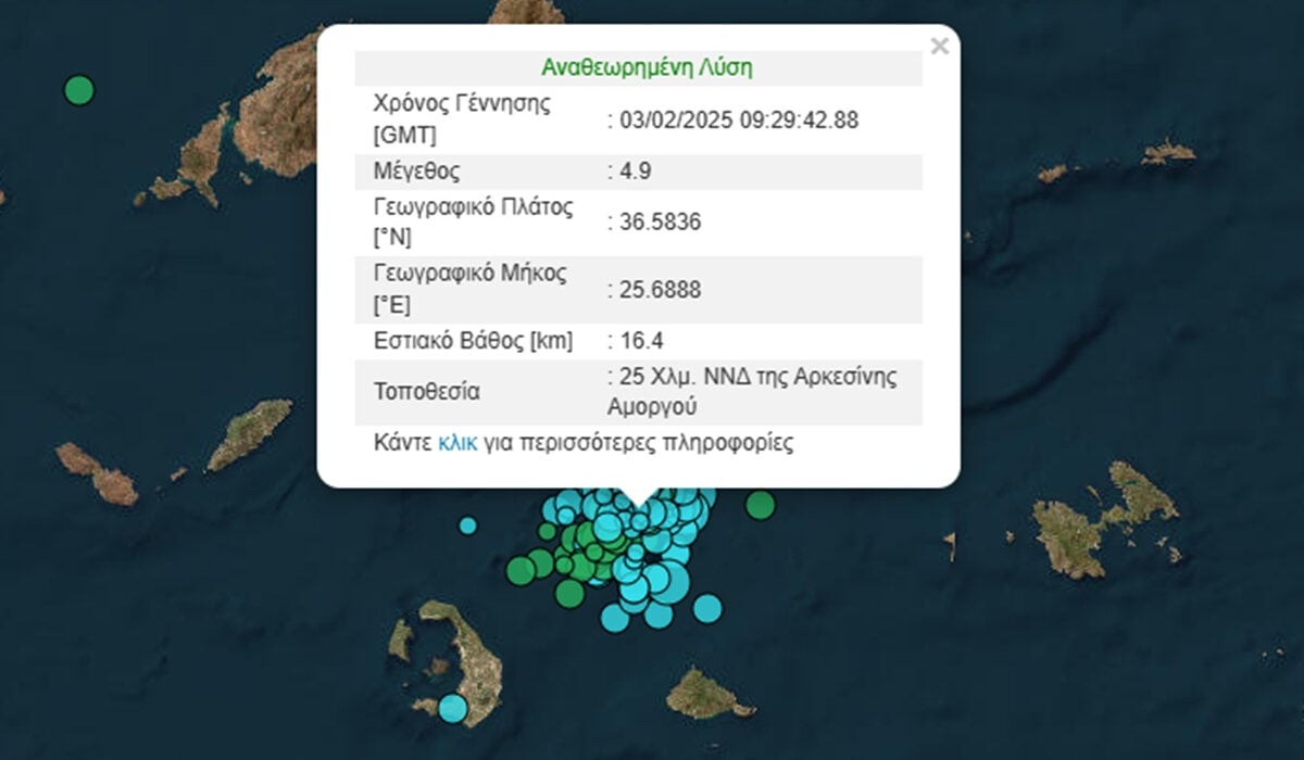 Νέος δυνατός σεισμός τώρα στην Αμοργό