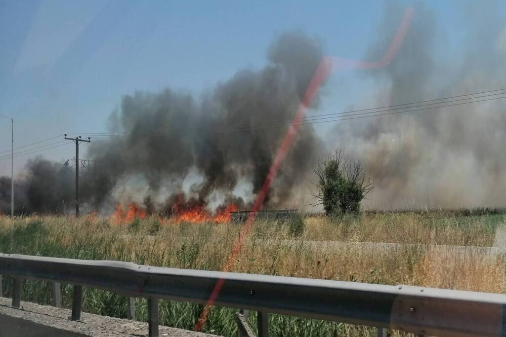 Φωτιά τώρα στον παράδρομο της Αθηνών – Λαμίας