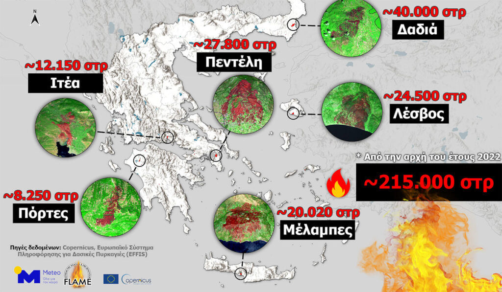 Πάνω από 132.000 στρέμματα έκαψαν οι δασικές πυρκαγιές του Ιουλίου