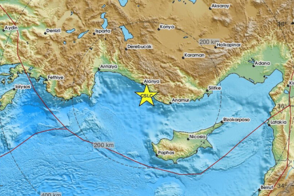 Σεισμός 4,6 Ρίχτερ στην Τουρκία – Κοντά στην πόλη Αλάνια