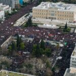 Αεροφωτογραφία από τη συγκέντρωση στο Σύνταγμα για τα Τέμπη